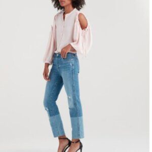 7 For All Mankind Edie Patched Straight Leg Jeans
